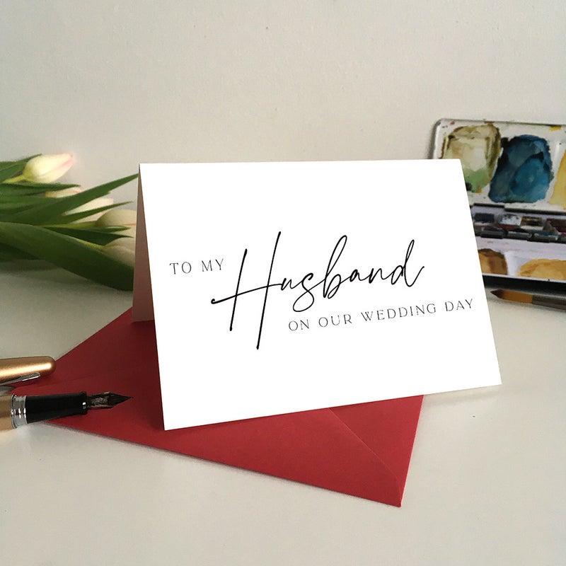 Birthday Gift Card, Wedding Day Card To My Husband Wedding Day Card With Envelope - Image 3